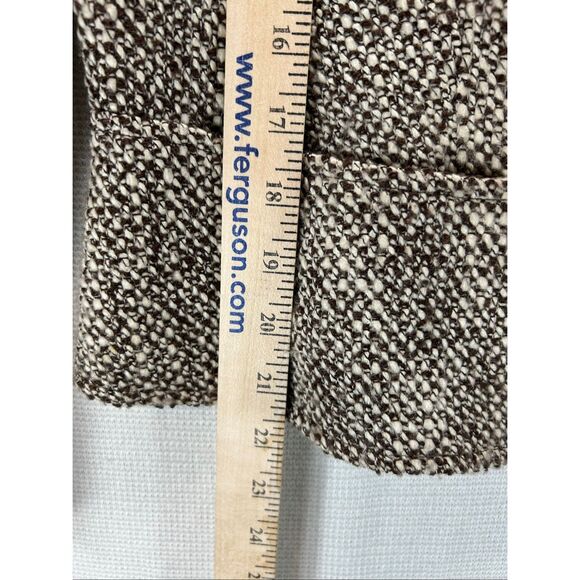 Talbots Women’s Tweed Wool Blazer Jacket Brown 12 | Button Front Career Classic - Picture 6 of 12